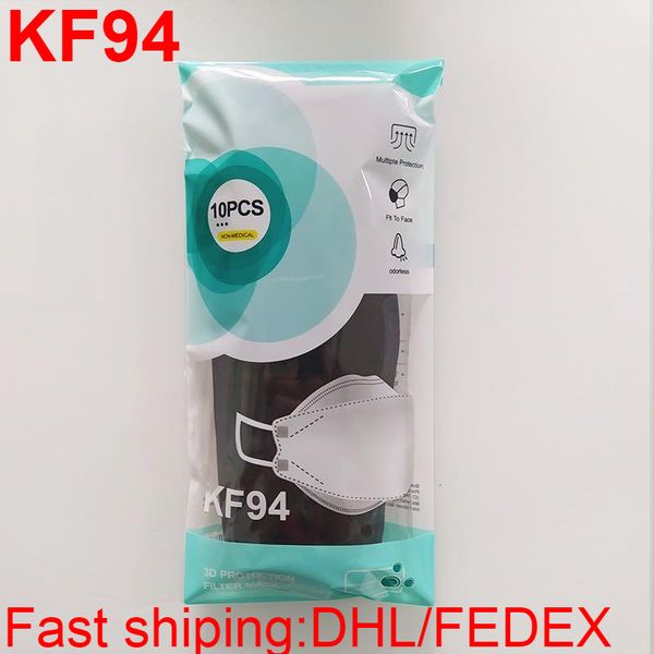 

kf94 mask for dustproof and breathable protection kf94 face masks willow-shaped individual package dhl shipping, Black