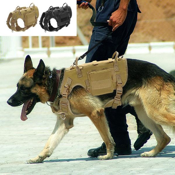 

military dog harness adjustable tactical dog clothes k9 harness breathable pet training hunting molle vest for medium la sqcoab