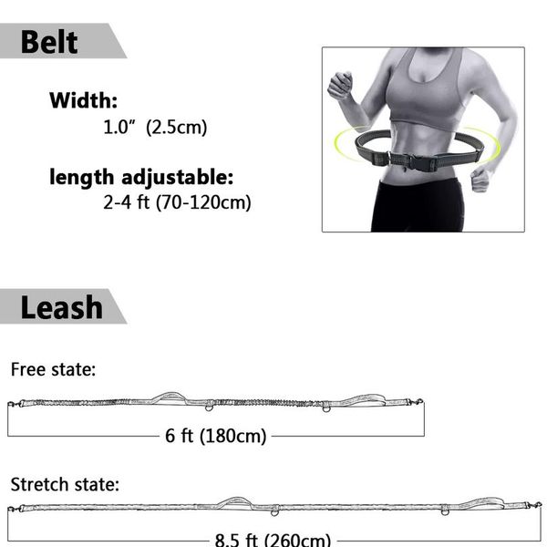 

hands dog leash retractable bungee leash lead reflective for running walking up to 150 lbs large dogs bag d sqcnsf