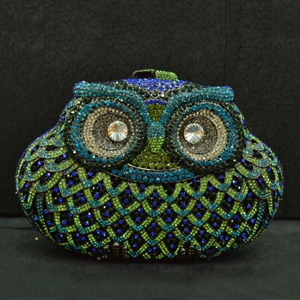 

13 colors crystals women evening bags clutch fashion eagle shape rhinestone lady messenger purses luxury female diamond handbags