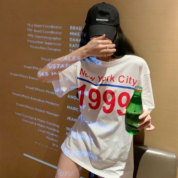 

ik8rl white east women's half t-shirt summer korean loose t-shirt sleeve printed short sleeve 2020 digital gate new k8acv