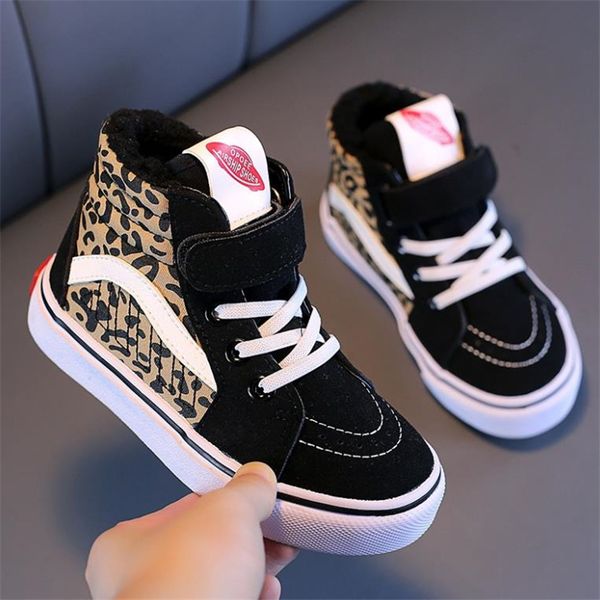 

winter fashion kids sports boys plush sneaker children casual flats girls anti-slip running shoes child ankle boots, Black;red