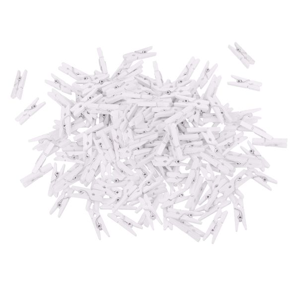 

100 pieces white mini wooden clothes p paper peg clothespin craft clips