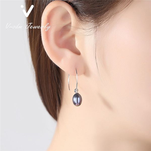

pearl earring hoop earring minimalist jewelry pearl earrring fashion big dangle 925 sterling sliver fashion jewelry, Silver
