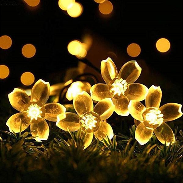 

eclh 5m 7m 12m 22m персика цветок солнечной мощнлампы шнура сид fairy lighs 1.2v солнечный гирлянды сад рождество декор для кпт yxlkhd xhlig