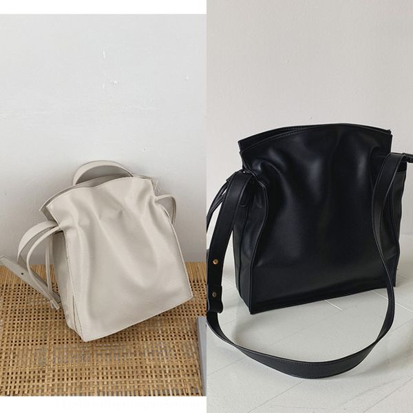 

korean dongdaemun 2020 new solid color drawstring shoulder bucket bucket casual korean style shoulder bag fashion messenger bag for women g7