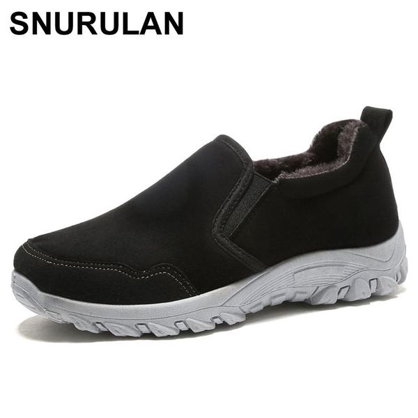 

snurulanfashion ankle boots flat platform comfort chunky winter boots female mom shoes ladies snow cotton casual shoese075, Black