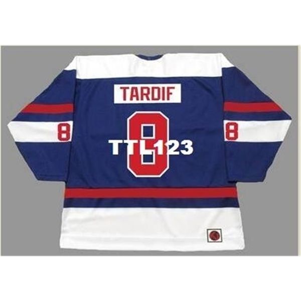 

121 #8 marc tardif quebec nordiques 1974 wha 1982 ccm vintage home hockey jersey or custom any name or number retro jersey, Black