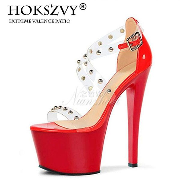 

13cm heels new classic super high heels transparent crystal sandals show bridal wedding shoes lyp, Black