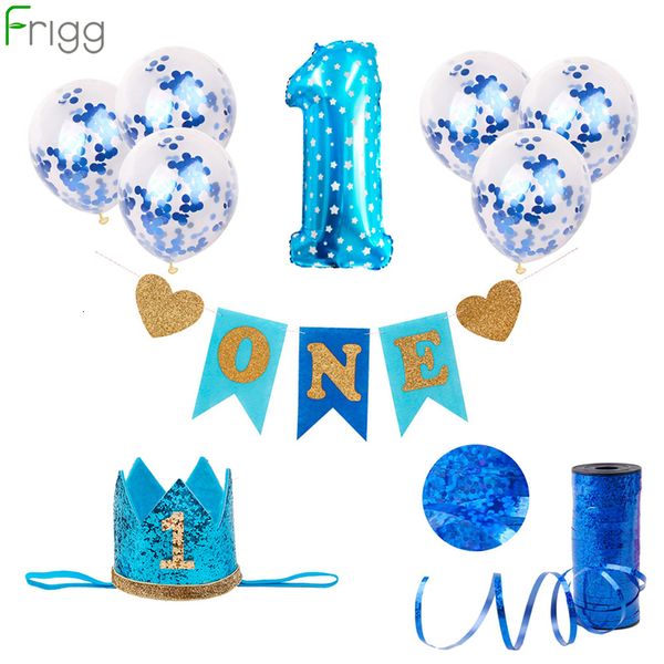 

frigg 1st decorations kids my first birthday blue party decor foil balloons baby boy shower i am one year