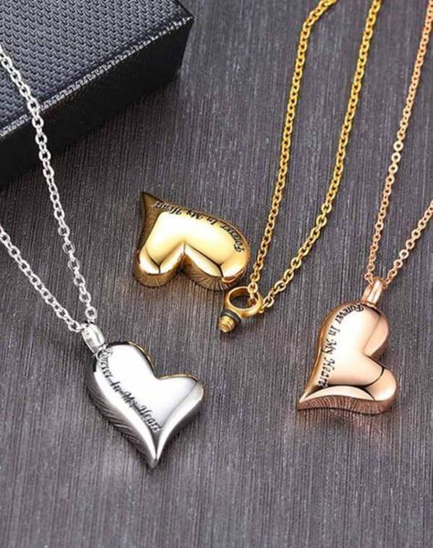 

2020 stainless steel peach heart necklace memorial cremation urn locket pendant bone ash jewelry for men w sqcmlo whole2019, Silver