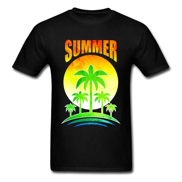 

2018 dynamic summer t-shirt for men holiday beach palm tree sunset letter cartoon design & tees sport hooded sweatshirt hoodie