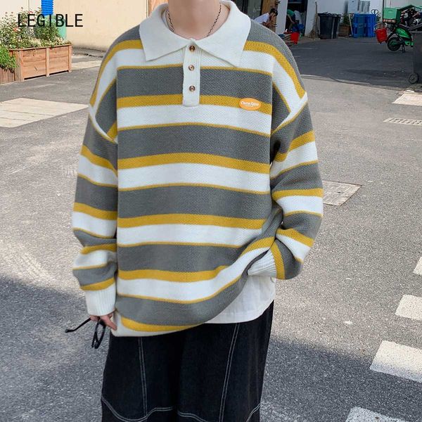

legible men sweaters autumn winter korean style turen down collar men's sweater pullovers harajuku streetwear male clothing, White;black