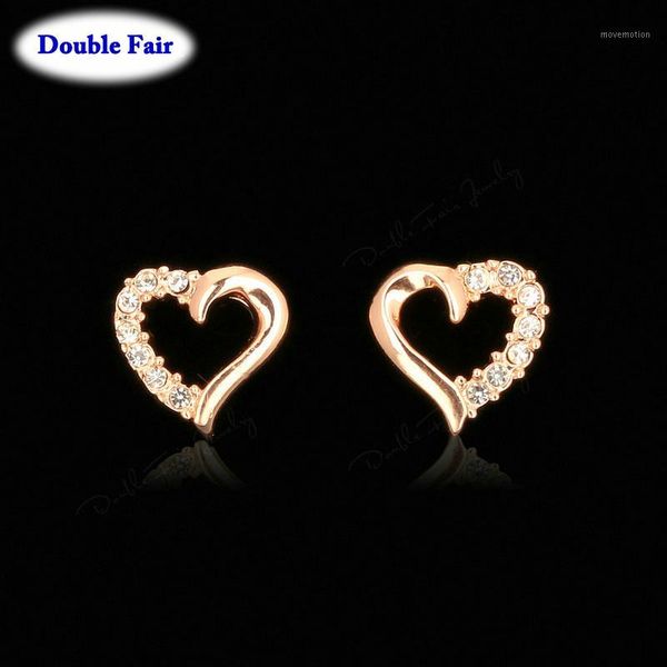 

dwe327 cute love heart crystal rose gold color stud earrings fashion cz dimond jewelry earings for women wholesale brincos1, Golden;silver
