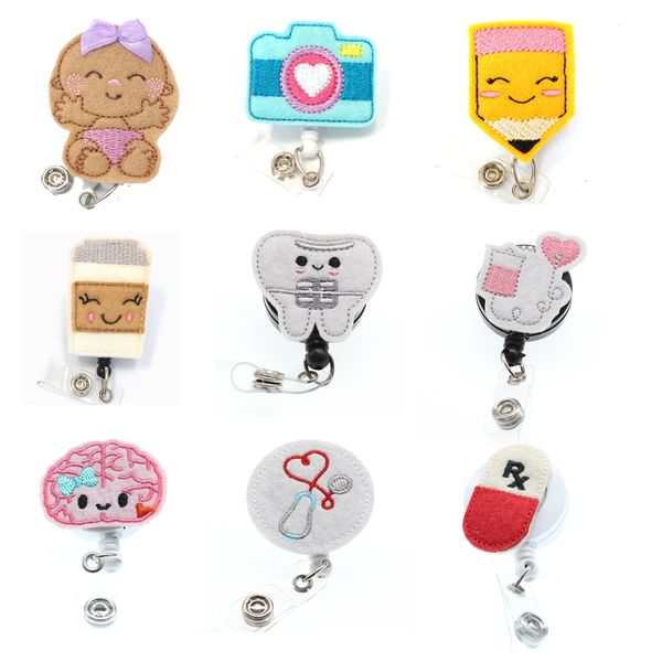 

10pcs/lot retractable id badge card reel felt badge holder name card 201009, Gray