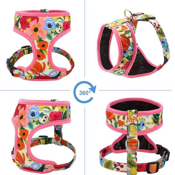 

cute printed chihuahua french bulldog harness adjustable puppy cat harness pet small dog vest for pug yorkie walking sqcwei