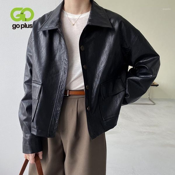 

goplus woman jacket vintage pu leather black jackets women autumn winter short coat blouson veste femme winterjas dames c107541