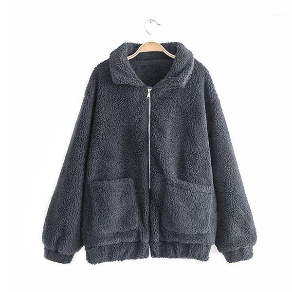 

faux fur jacket women winter coat women female plush overcoat casual outerwear warm soft flurry teddy coats and jackets femme k111, Black