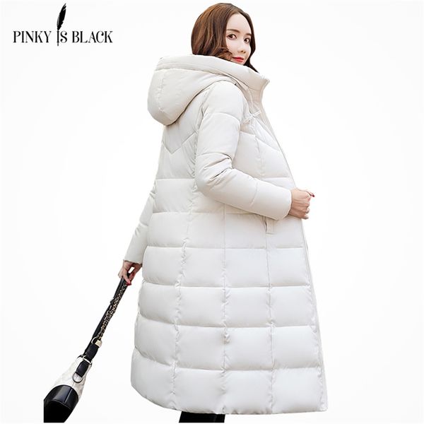 

pinkyisblack winter jacket women hooded long parkas winter coat women wadded jacket outerwear thicken down cotton-padded jacket 210203, Black
