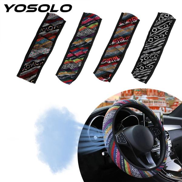

yosolo car steering wheel cover ethnic style linen steering covers car styling elastic universal accessories