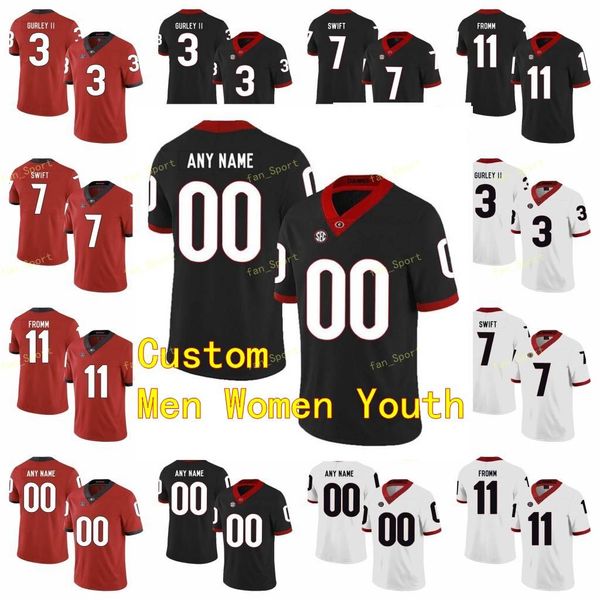 

custom 2020 georgia bulldogs college football jersey 13 elijah holyfield 13 stetson bennett 2 richard lecounte iii men women youth stitched, Black