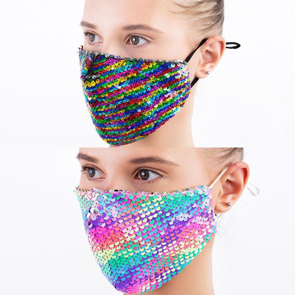 

unisexfashion bling bling sequin protective dhl mask dustproof washable windproof reuse face mask elastic earloop mouth mask