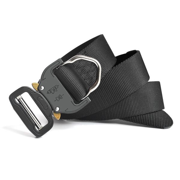 

tactical men belt army training duty nylon waist belts strong automatic quick unlock men military metal buckles, Slivery;black