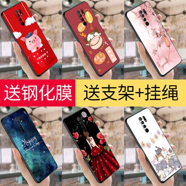 

hongmi 9 mobile phone case female male silicone cartoon cute personality creativity fall proof package camera protective cover send4fre