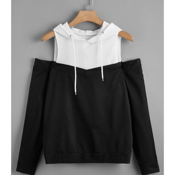 

womens spring fall lightweight casual long sleeve blouses hit color print sweatshirts tie up with drawstring plus size hoodies, Black