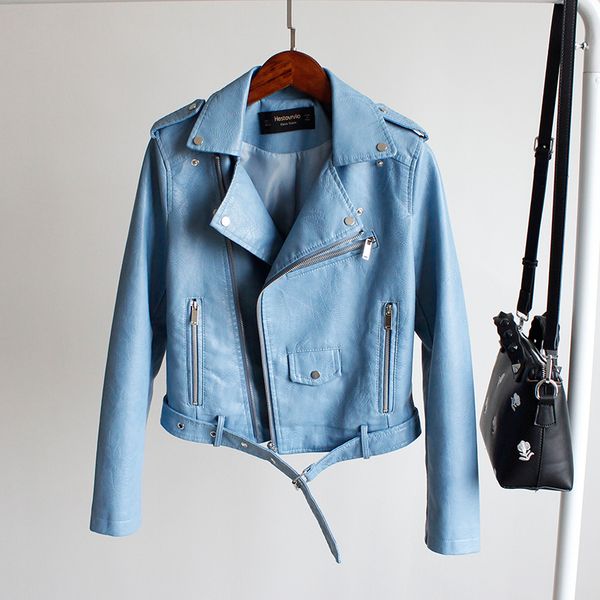 

2021 new women false colors bright black short coat pu women's soft leather jacket udo0