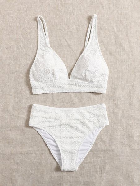 

plain textured bikini swimsuit y6rm#, White;black