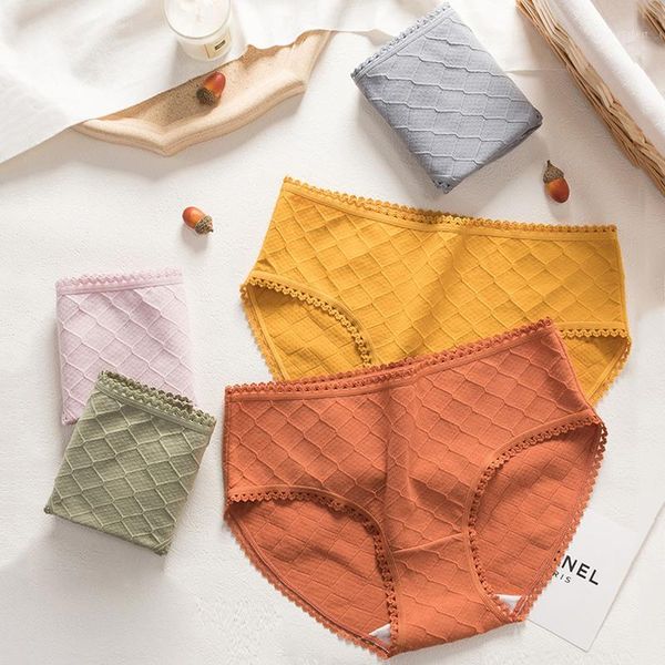 

roseheart women fashion yellow pink cotton mid waist panties underwear lingerie lace women briefs underpants  l xl seamless1, Black;pink