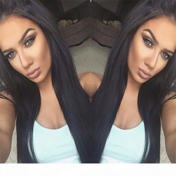 

straight full lace wigs brazilian hair full lace human hair wigs for black women gluless lace front wigs with baby hair, Black;brown