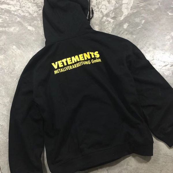 

19aw vetements hoodies yellow letter print women men hip hop loose casual vetements sweatshirts embroidery pullover sh190823, Black
