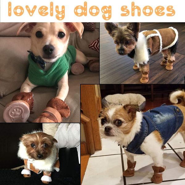 

thicken dog shoes winter shoes adjustable belt snow boots pet shoes warm non-slip teddy poodle dog cat pet supplies bbybrh lipper