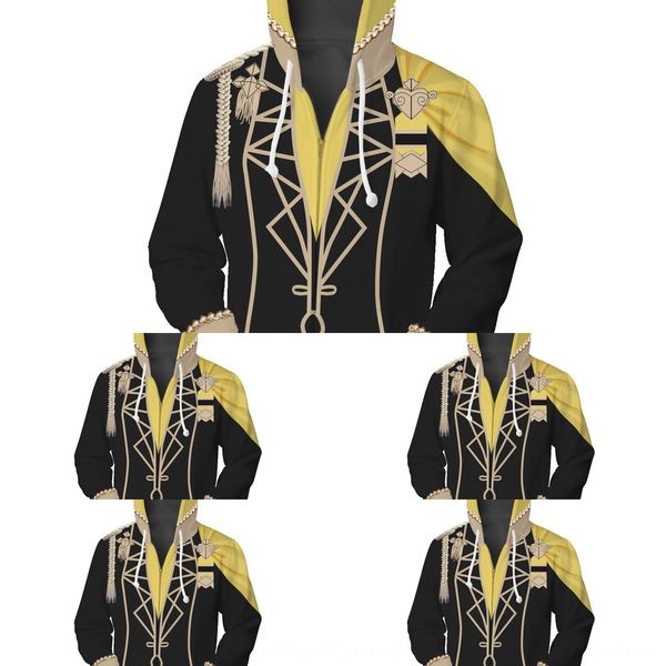 

herald of flame romance snow and moon 3d digital printed sweater hooded cosplay animation around sweater zipper digital zipper ug4u5, Black