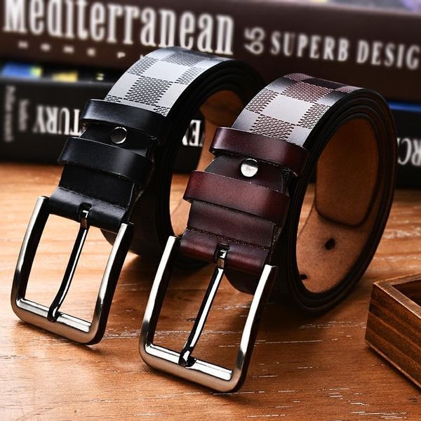 

9frcu versatile pin two layers of belt for men's casual and leather cowhide beltmen's leather belt with with rnlk9, Black;brown