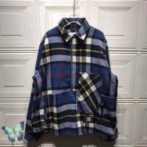 

2021 new welldone woolen cloth woll plaid men women well done oversize hip hop long sleeve shirt wool coat fo95, White;black