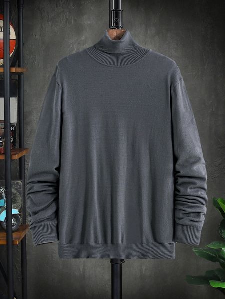 

men solid turtleneck sweater 92ff#, White;black