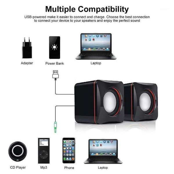 

combination speakers portable computer usb powered deskmini speaker bass sound music player system wired small speaker1
