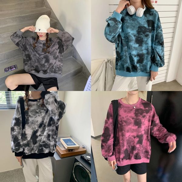 

s3jkq 2020 autumn new korean style loose long tie-dyed sweater women's bfstyle kzmdv pullover printed sleeve fashion pullover, Black