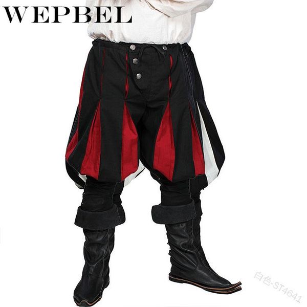 

wepbel autumn cosplay loose mid waist button drawstring casual pants men's vintage stage performance lantern pants, Black