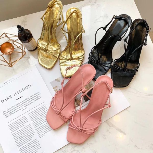 

женщины лето сандалии высота каблука peep toe сандалии женщин cross-tie площади narrow band дамы простые слайды обувь uo98, Black