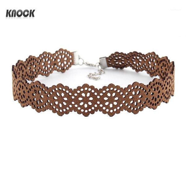 

knock arrivals eueropean style black brown beige velvet choker necklace wide burlesque gothic lace ribbon necklaces for women1, Silver