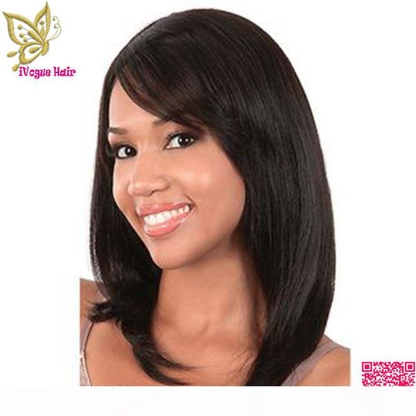 

боб человеческих волос полный парики шнурка с боковой bangs virgin бразильский шелковистой прямой парик фронта шнурка с отбеленные узлы воло, Black;brown