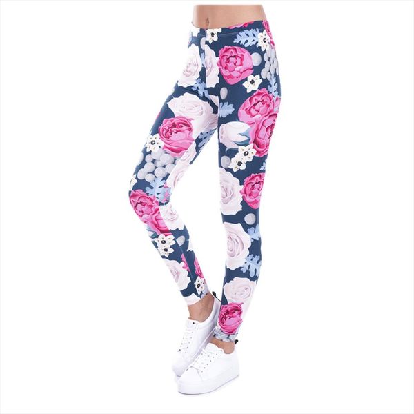 

new women leggings 3d print paradise flowers causal jeggings leggins tayt fitness legging calzas mujer soft legins girls, Black