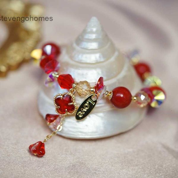 

four new natural stone crystal fashion women's leaf lucky grass jade bracelet, Silver