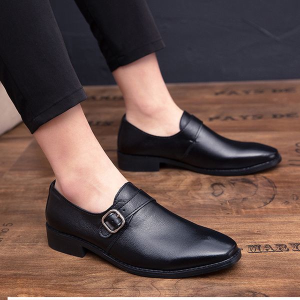 

dress shoes summer nice italian mens leather big size luxury men office loafers man casual wedding, Black