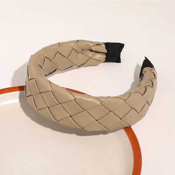 

vintage pu leather braided headband women hair accessories artificial leather grid weaving hair hoop stretch hairband turban q sqcgwz