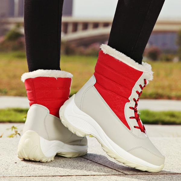 

women boots platform waterproof winter shoes women snow boots keep warm winter with thick fur heels botas mujer 2020, Black